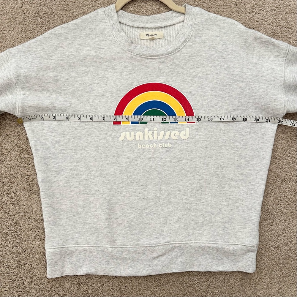 Madewell Sunkissed Beach Club Rainbow Lightweight Spring Sweatshirt - Light Grey - Picture 14 of 15
